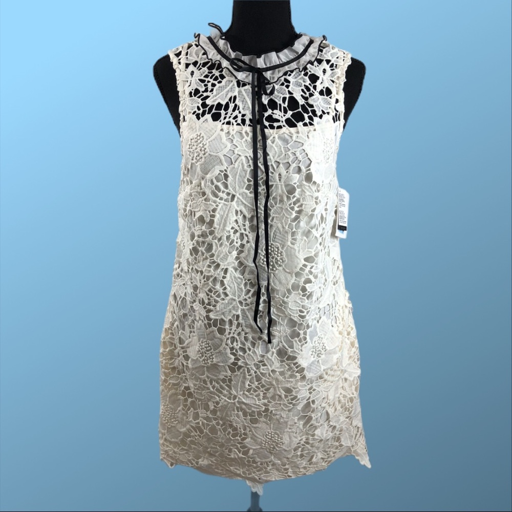 Crochet High Collar Dress